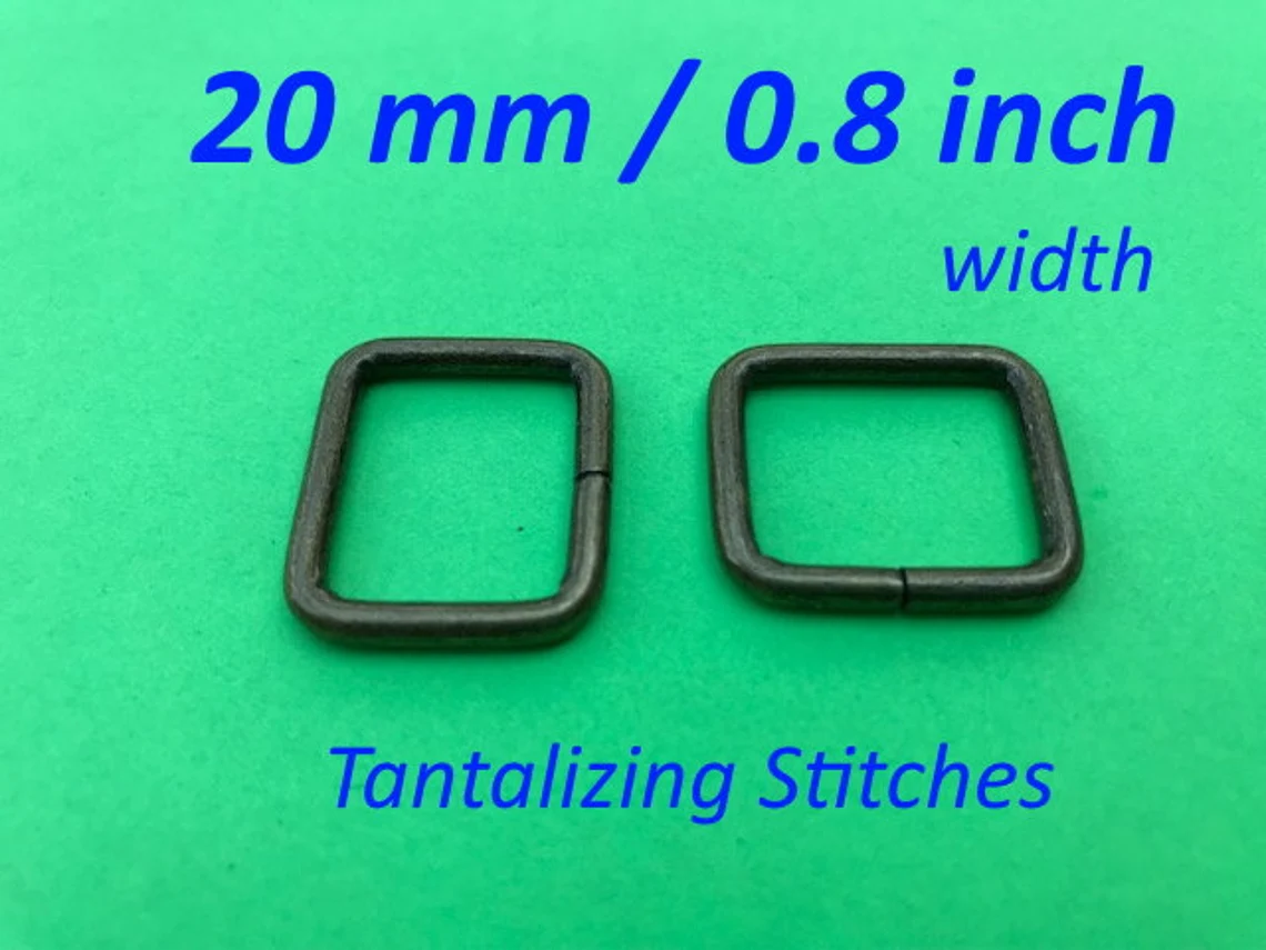 20 mm / 0.8 inch Unwelded Rectangle Rings in Antique Brass Finish